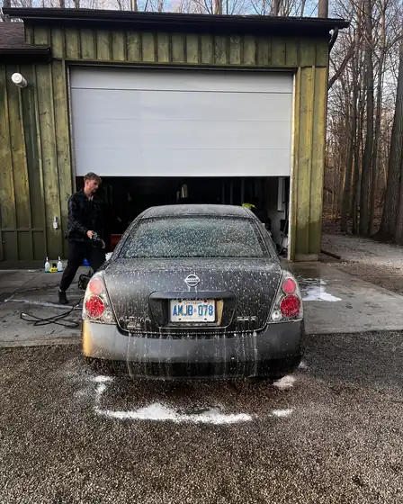 Foam wash in the yard