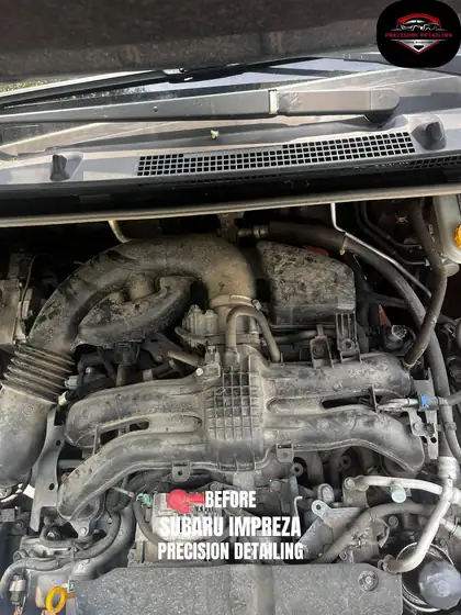 Subaru Impreza engine bay, before