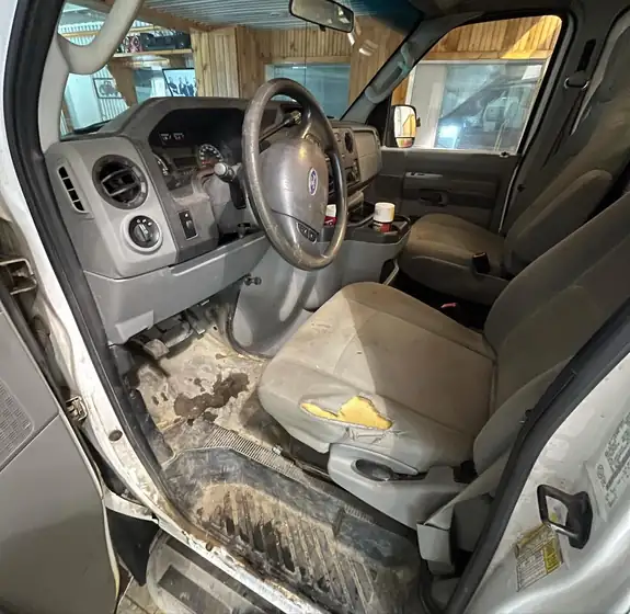Work van interior, before