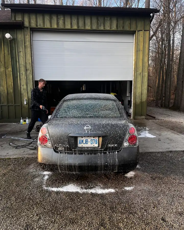 Foam wash in the yard