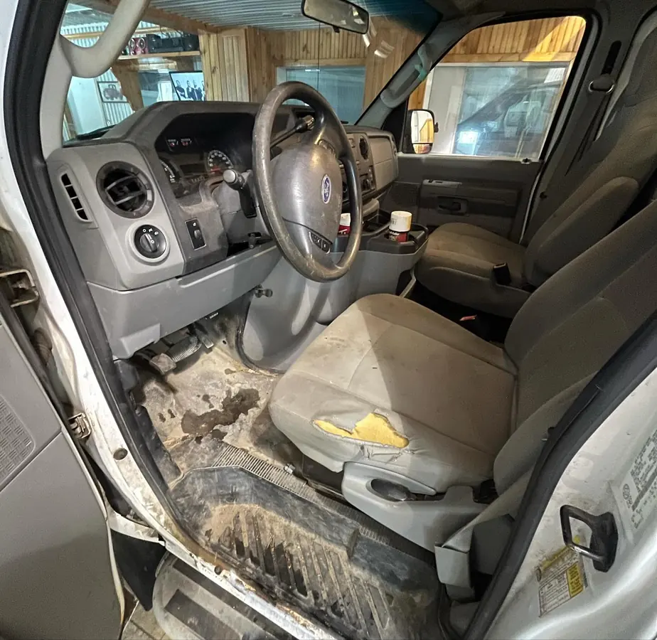 Work van interior, before